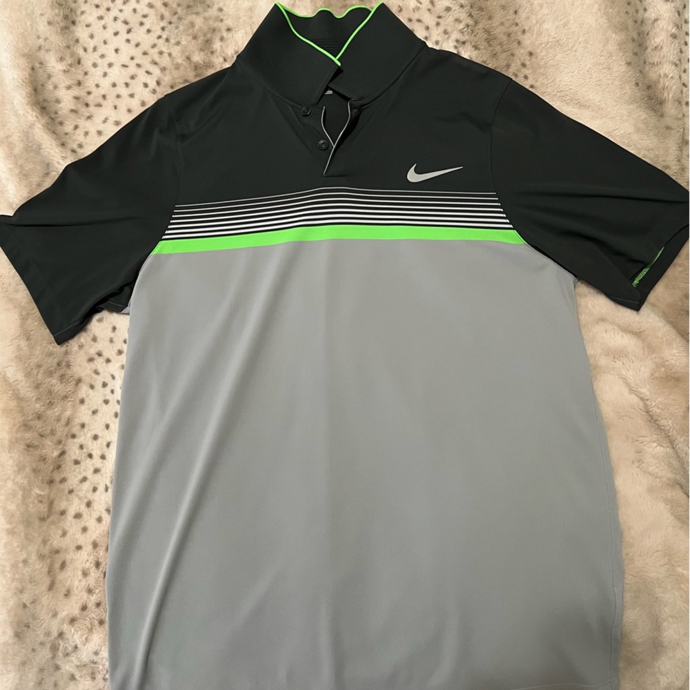 Nike Golf Dri-Fit Polo, Men’s Medium, Black Gray Green, Never Worn